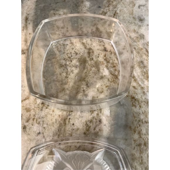 Owl Embossed Clear Glass Trinket Box #storage #owl - Picture 3 of 4
